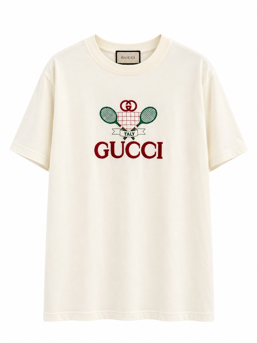 Gucci Cream Logo Tennis Graphic T-Shirt